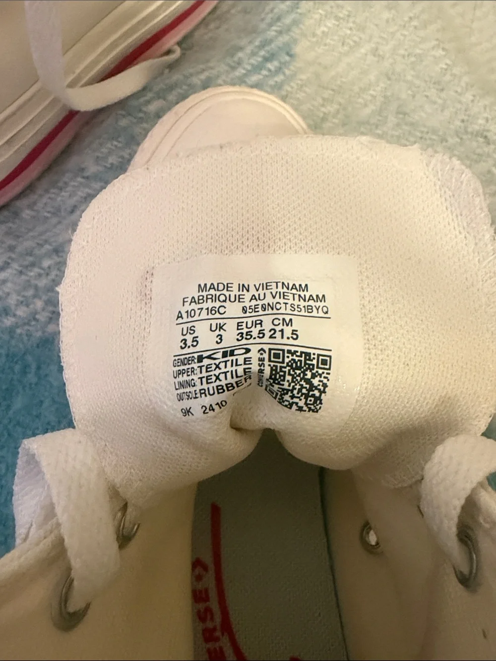 White Kids High-Top Converse with Red Heart Accent